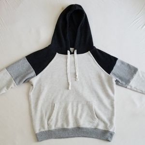 American Eagle white gray black hooded sweatshirt